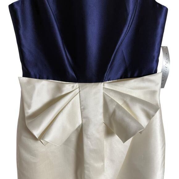 Kay Unger Hailey Colorblock Sleeveless 3D Bow Side Slit Navy Ivory Dress Size 10 - Picture 9 of 15